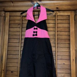 Living Dead Souls Pink 💖 Black 🖤 Halter Dress Size Medium